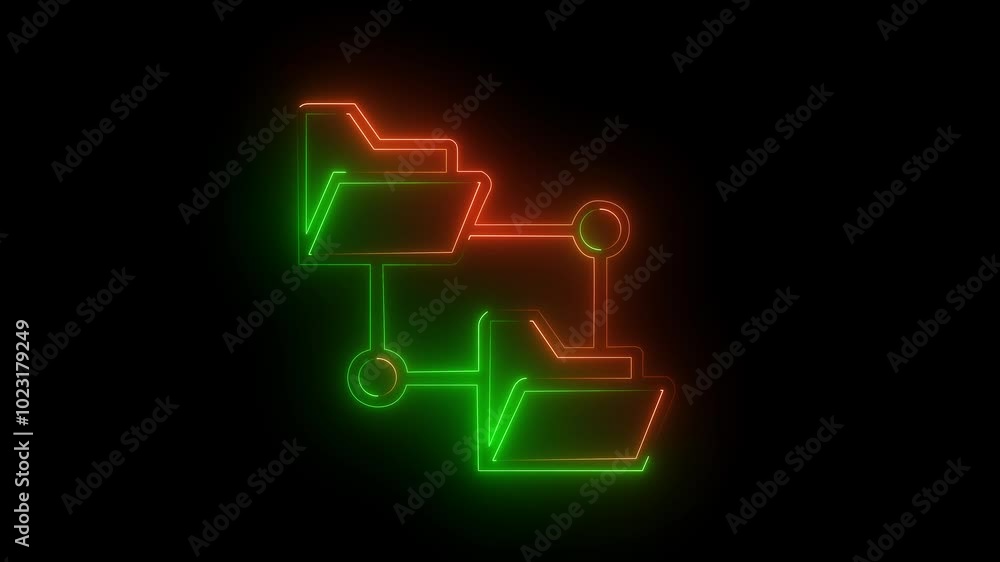 Abstract file transfer icon with a glowing neon effect animation Abstract file transfer icon with a glowing neon effect animation