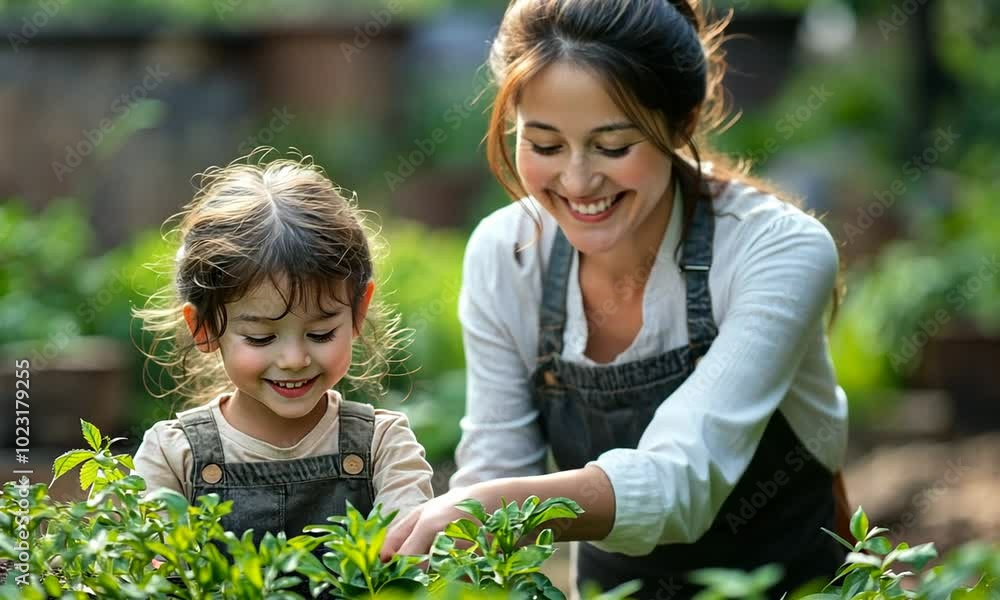 Mother and Daughter Gardening Together Mother and Daughter Gardening Together