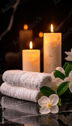 Tranquil spa setting with ambient candles, soft towels, and relaxing decor for ultimate serenity