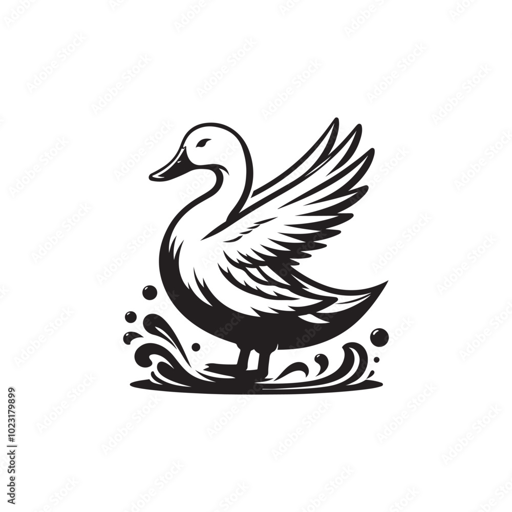 Obraz premium Flat Style Duck Icon - Vector Graphic Illustration.