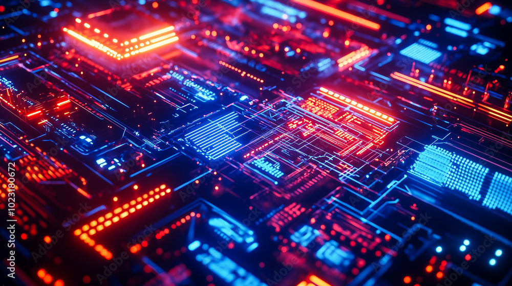 Futuristic Neon Circuit Board Pattern Futuristic Neon Circuit Board Pattern