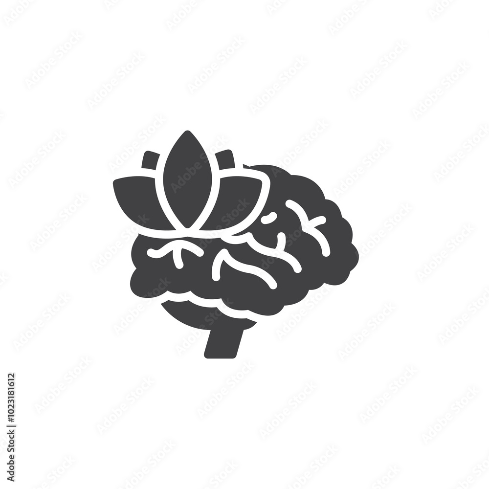 Brain with a lotus flower vector icon Brain with a lotus flower vector icon
