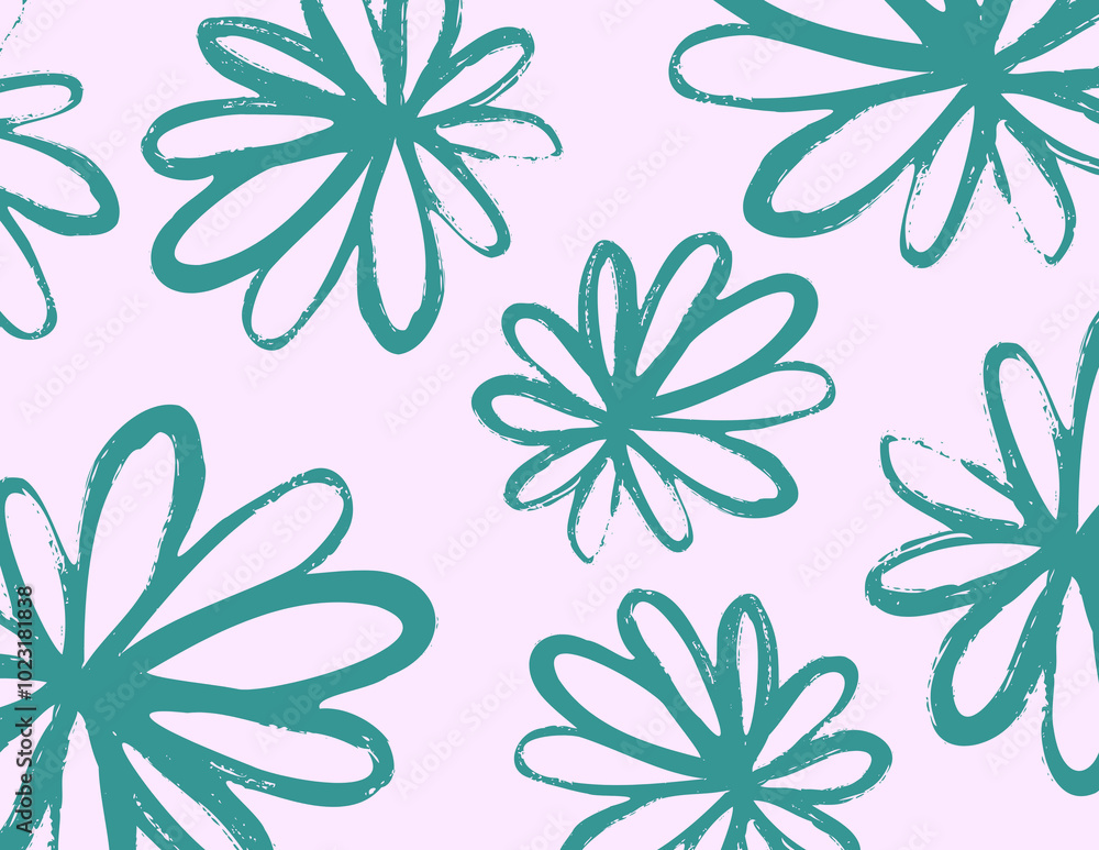 Fototapeta premium Modern Floral Hand Drawn Wallpaper
