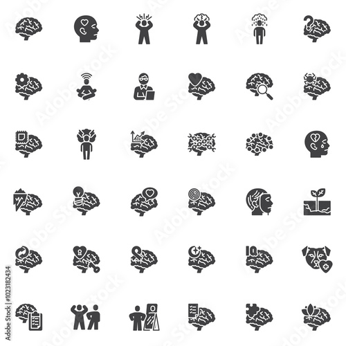 Psychology, mental health vector icons set