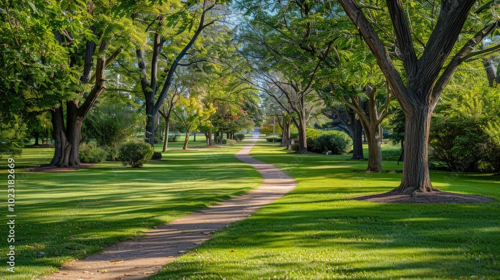 A Path Through a Sun-Drenched Park A Path Through a Sun-Drenched Park