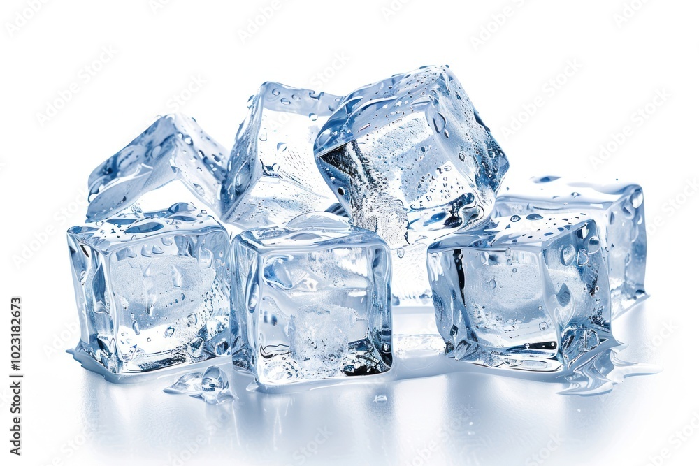 Crystal clear ice cubes melting Crystal clear ice cubes melting