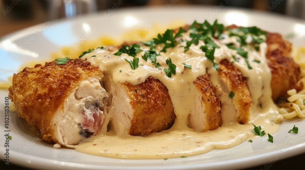 Deliciously Plated Chicken Cordon Bleu Dish Deliciously Plated Chicken Cordon Bleu Dish
