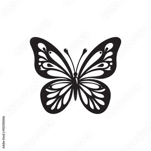 Butterfly Silhouettes - Vector Collection on White.