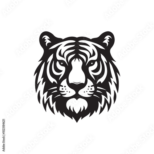 Tiger Head Silhouette Vector - Crisp Vector Illustration.