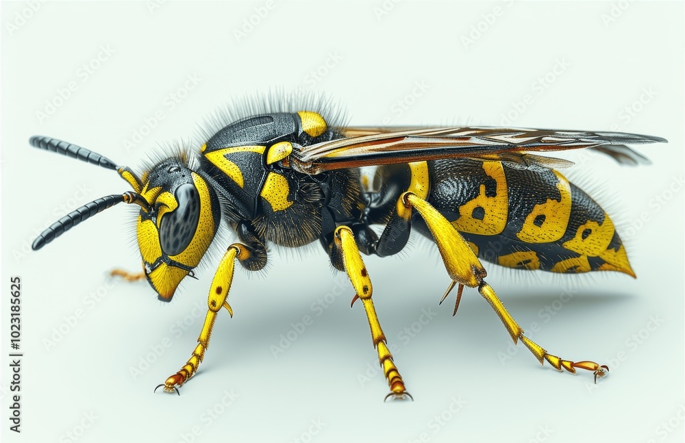 Banded Parasitic Wasp Isolated on White Background Banded Parasitic Wasp Isolated on White Background