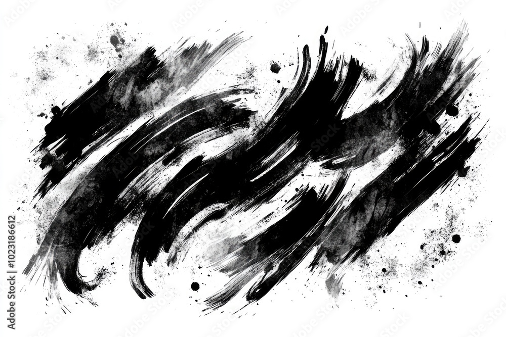 Bold, expressive ink strokes forming a spontaneous, artistic pattern with intense black tones Bold, expressive ink strokes forming a spontaneous, artistic pattern with intense black tones