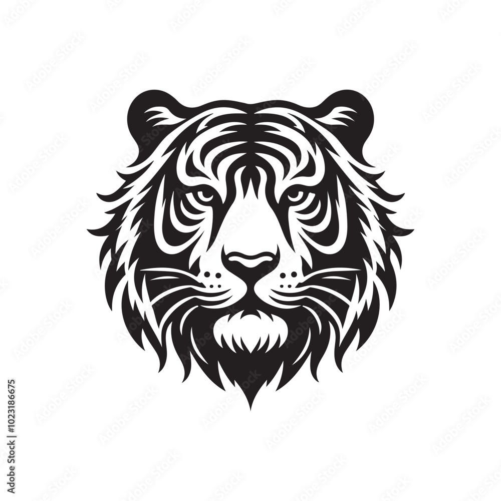 Stylized Tiger Head Silhouette - Vector Design. Stylized Tiger Head Silhouette - Vector Design.