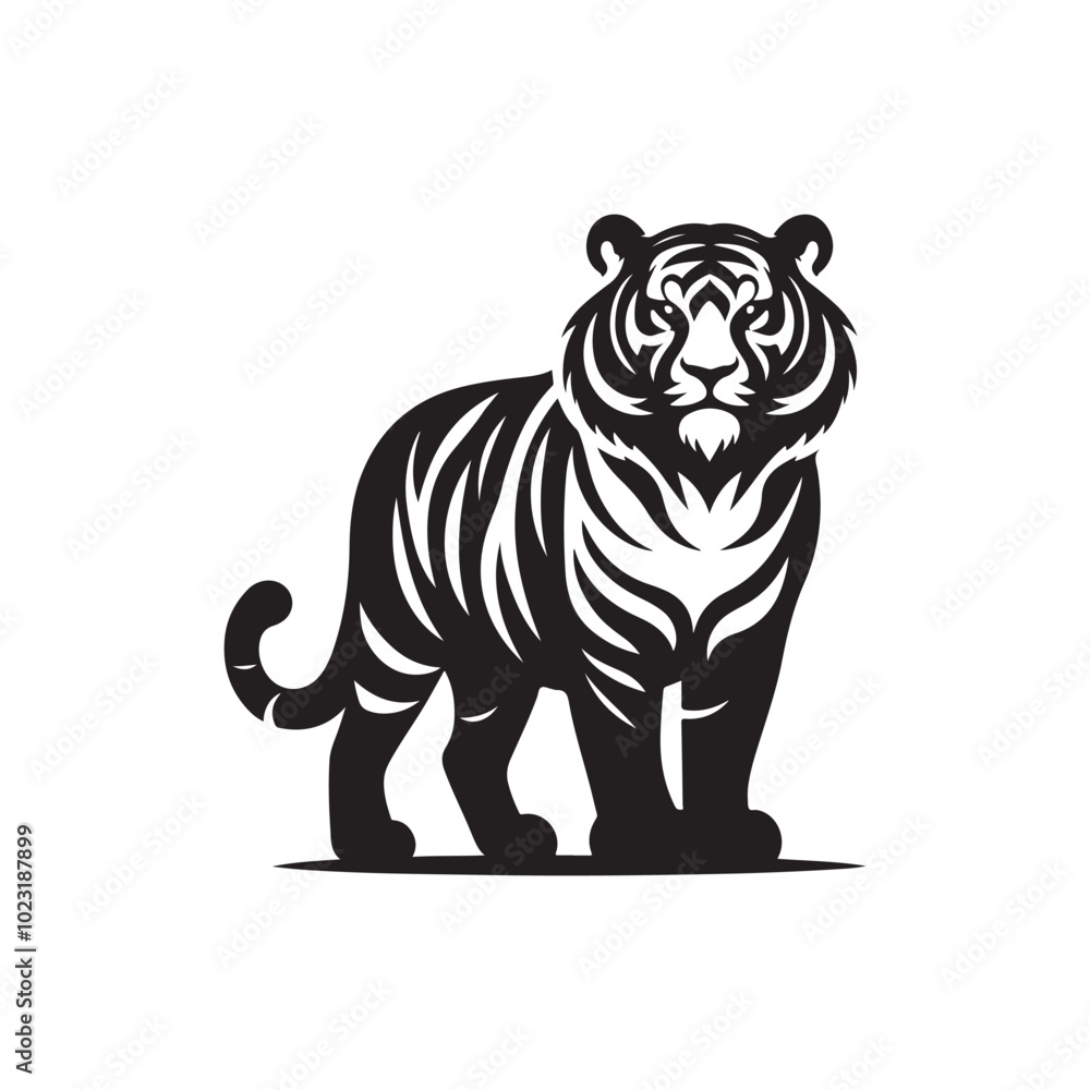 Tiger Silhouette Walking - Clean Vector Illustration. Tiger Silhouette Walking - Clean Vector Illustration.