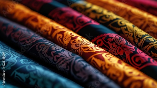 Thai silk, renowned for its luxurious texture and vibrant colors, is a traditional fabric handcrafted from the silk of Thai silkworms photo