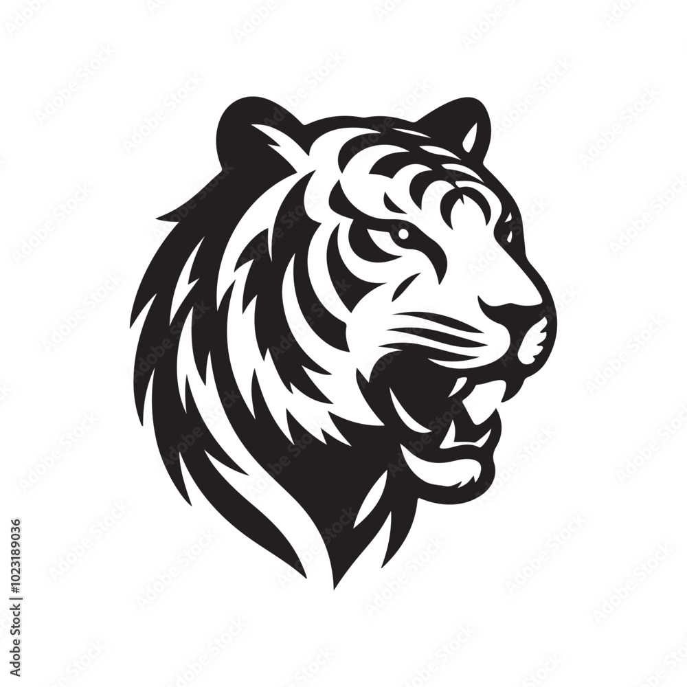 Abstract Tiger Head Silhouette in Vector Format. Abstract Tiger Head Silhouette in Vector Format.