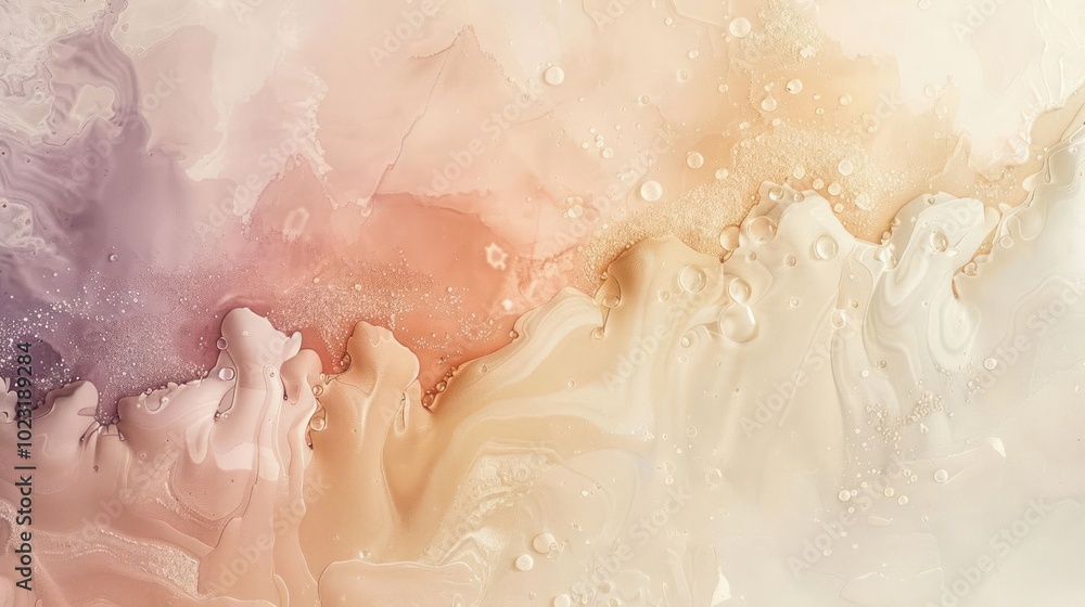 Fototapeta premium Abstract fluid art with soft pastel colors and textures.