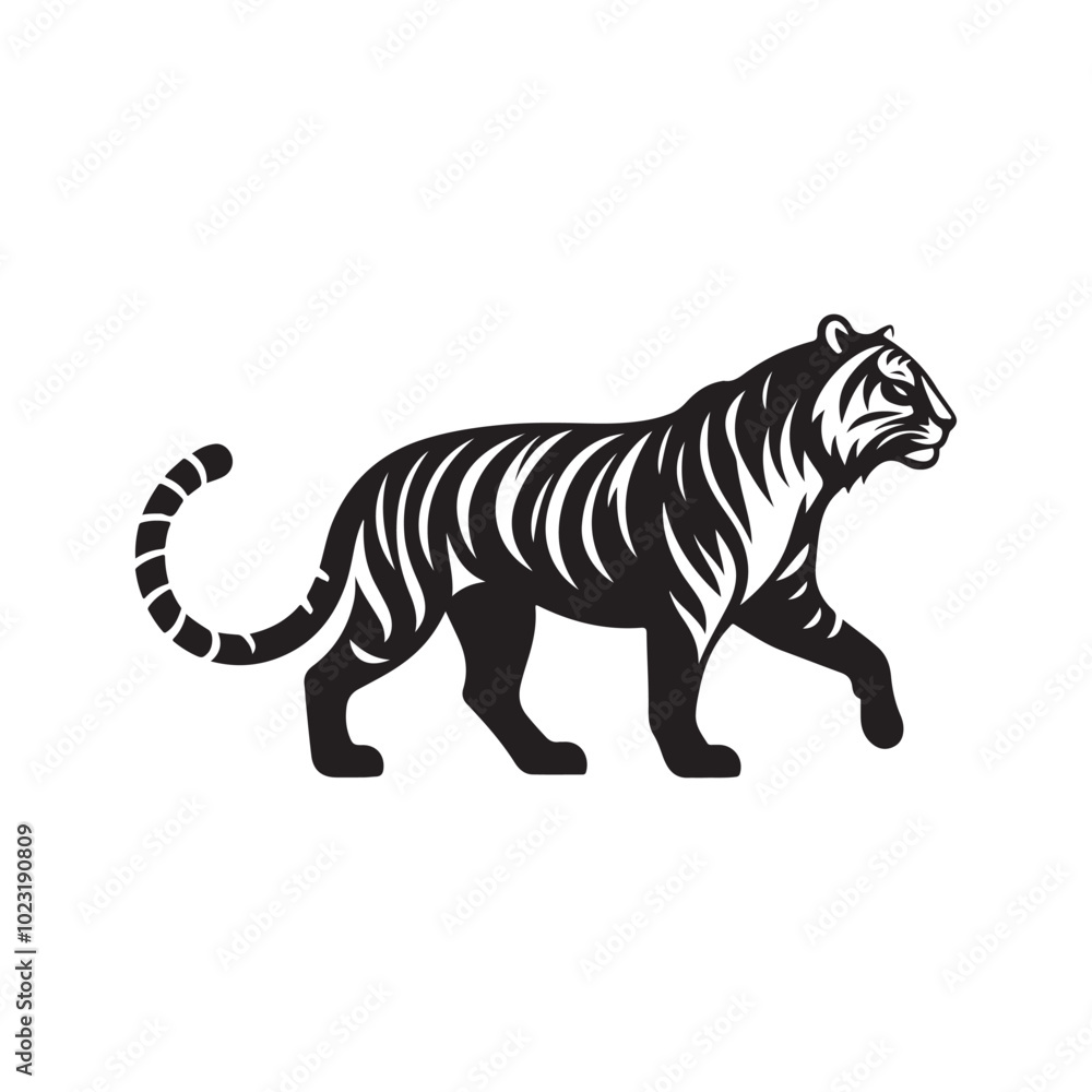 Obraz premium Simple Vector of a Tiger in Motion - Silhouette Design.