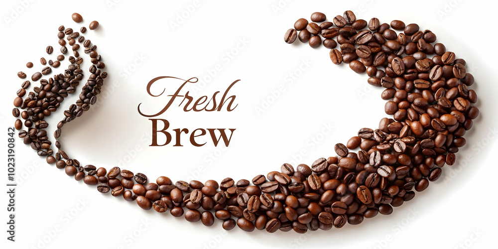 Abstract Swirl of Coffee Beans Creating a Steaming Cup Shape with Fresh Brew Text - Elegant Vector Design for Photo Stock Concept Abstract Swirl of Coffee Beans Creating a Steaming Cup Shape with Fresh Brew Text - Elegant Vector Design for Photo Stock Concept