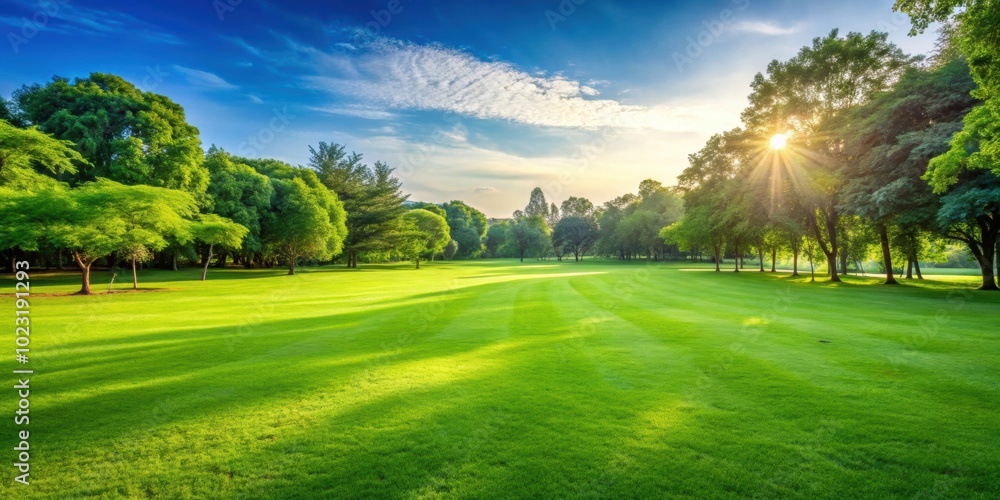 Green lawn with perfectly trimmed grass in a peaceful morning park, green, lawn, trimmed, grass, morning, park Green lawn with perfectly trimmed grass in a peaceful morning park, green, lawn, trimmed, grass, morning, park