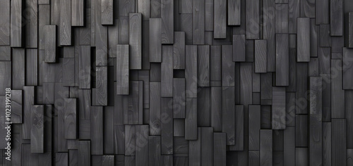 Abstract black wood panel background, modern minimalist style photo