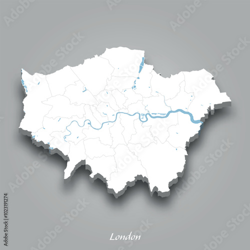 3D Map of London with Waterways Highlighted