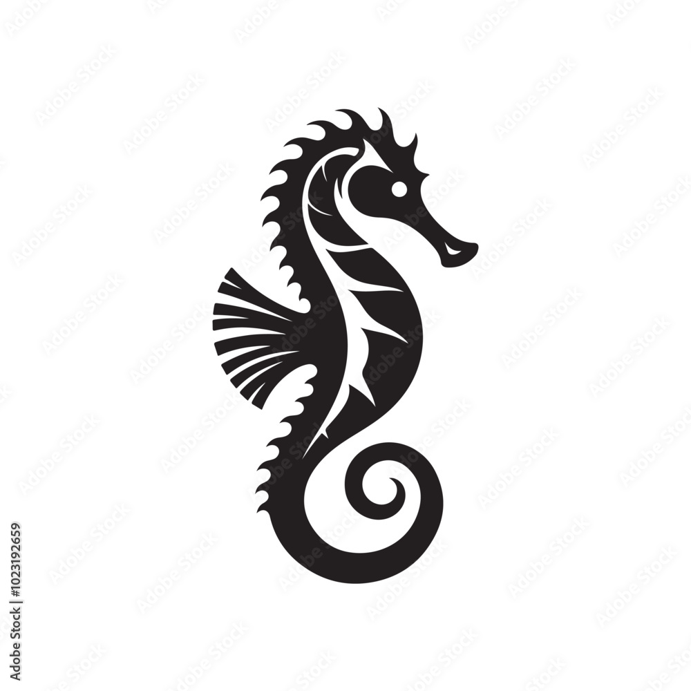 Seahorse Vector Icon - Flat Silhouette Logo and Clipart Design. Seahorse Vector Icon - Flat Silhouette Logo and Clipart Design.
