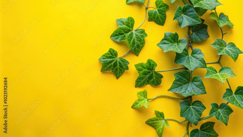 Obraz premium Ivy gourd and green leaves on a yellow background, ivy gourd, coccinia, green leaves, yellow background, tropical, healthy