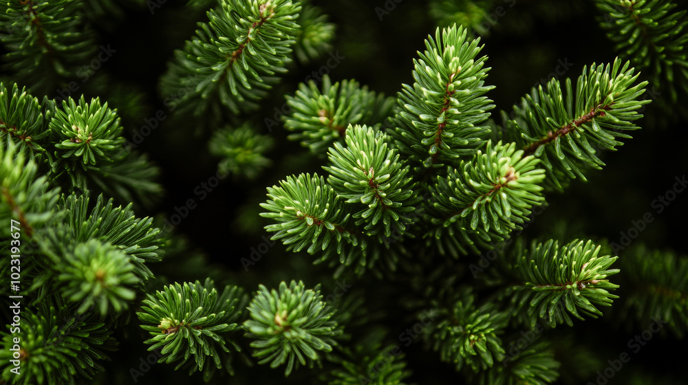 Lush green pine tree branches are thriving in the forest Lush green pine tree branches are thriving in the forest