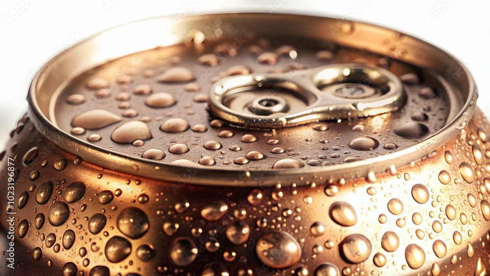 3D Glossy Metallic Surface with Beer Condensation Droplets - Close-Up of Cold Beer Can Texture with Refreshing Feel for Beer Presentations 3D Glossy Metallic Surface with Beer Condensation Droplets - Close-Up of Cold Beer Can Texture with Refreshing Feel for Beer Presentations