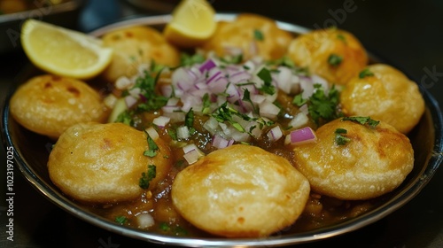 Delicious Pani Puris on Serving Plate