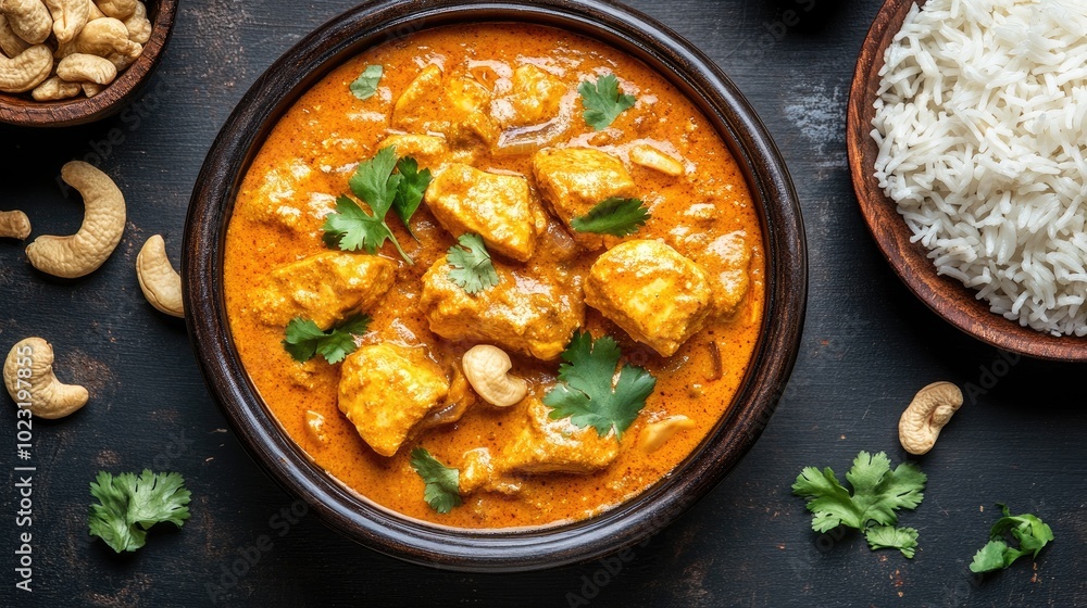 Creamy Chicken Korma with Cashews and Rice Creamy Chicken Korma with Cashews and Rice