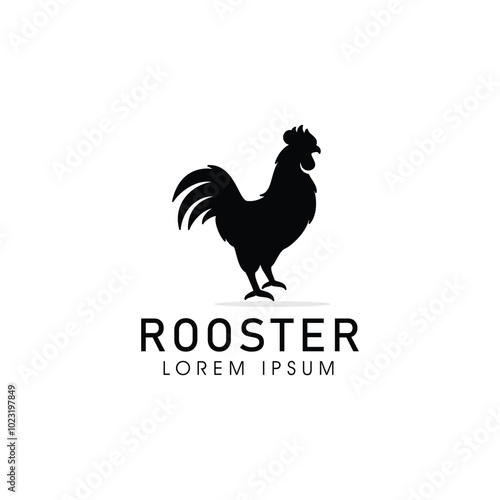 black rooster logo. vector silhouette rooster icon vector illustration on white background