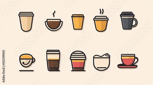 Wallpaper Mural  icon set  about coffee Torontodigital.ca