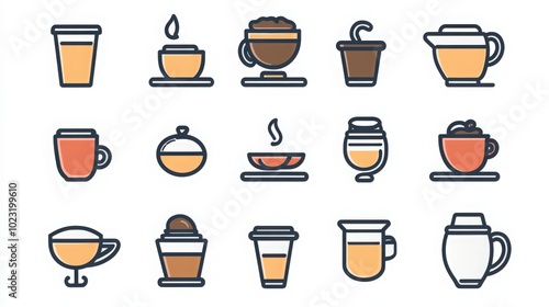  icon set about coffee