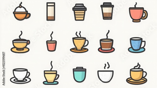 Wallpaper Mural  icon set  about coffee Torontodigital.ca