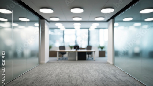 Wallpaper Mural Blurred image of modern office interior with bokeh lights. Torontodigital.ca