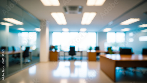 Wallpaper Mural Blurred image of modern office interior with bokeh lights. Torontodigital.ca