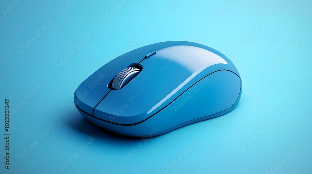 Blue Wireless Computer Mouse on Solid Colored Background Blue Wireless Computer Mouse on Solid Colored Background