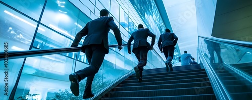 Businessmen Rushing Up Stai...