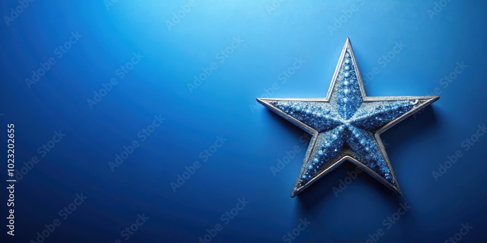 Obraz premium Star surrounded by blue background with gold stars, star, blue, background, gold, celestial, night sky, glowing
