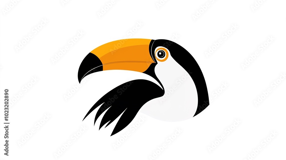 Fototapeta premium Close-up of a Colorful Toucan Head on White Background