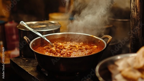 Traditional Indian Chicken Korma in a Kitchen Setting