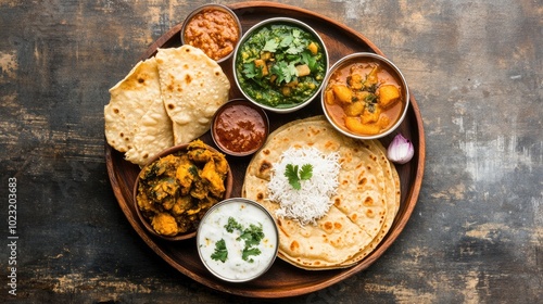 Traditional Maharashtrian Thali with Bhakri and Zun