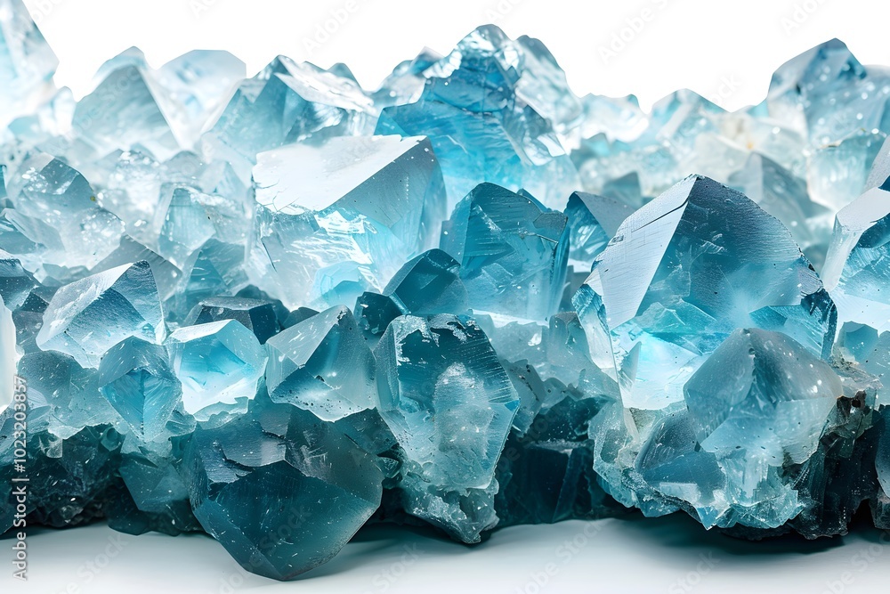 Obraz premium Stunning Blue Fluorite Crystals Displaying Natural Beauty and Intricate Formations
