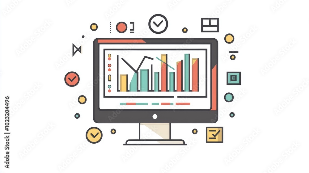 computer and business analysis and technology and digital marketing icons computer and business analysis and technology and digital marketing icons