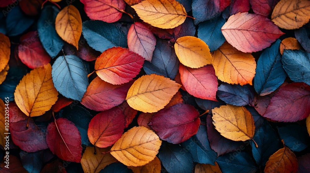 Colorful autumn leaves scattered on the ground, creating a natural and vibrant pattern. Colorful autumn leaves scattered on the ground, creating a natural and vibrant pattern.
