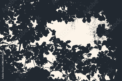 Oak tree and branches silhouette. detailed vector illustration
