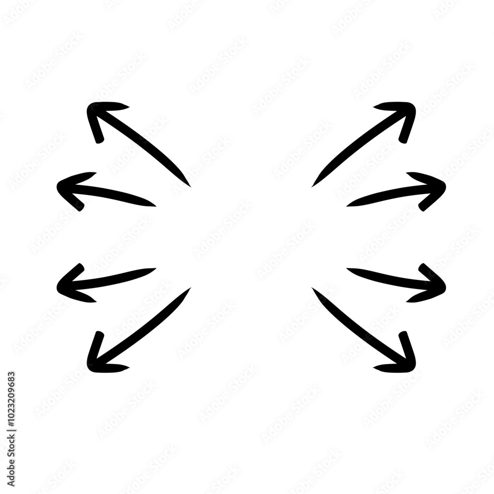 Hand drawn thin line arrows . Arrow icon. 