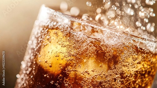 Close-up of Carbonated Drink with Bubbles