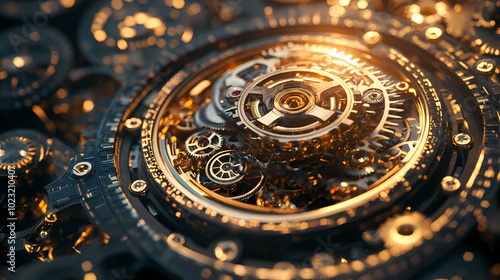 Wallpaper Mural clock gear background and abstract . 3d, rendering, illustration Torontodigital.ca